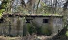 The overgrown, ruinous former radar station sits among the trees at Downie Law in Monikie.