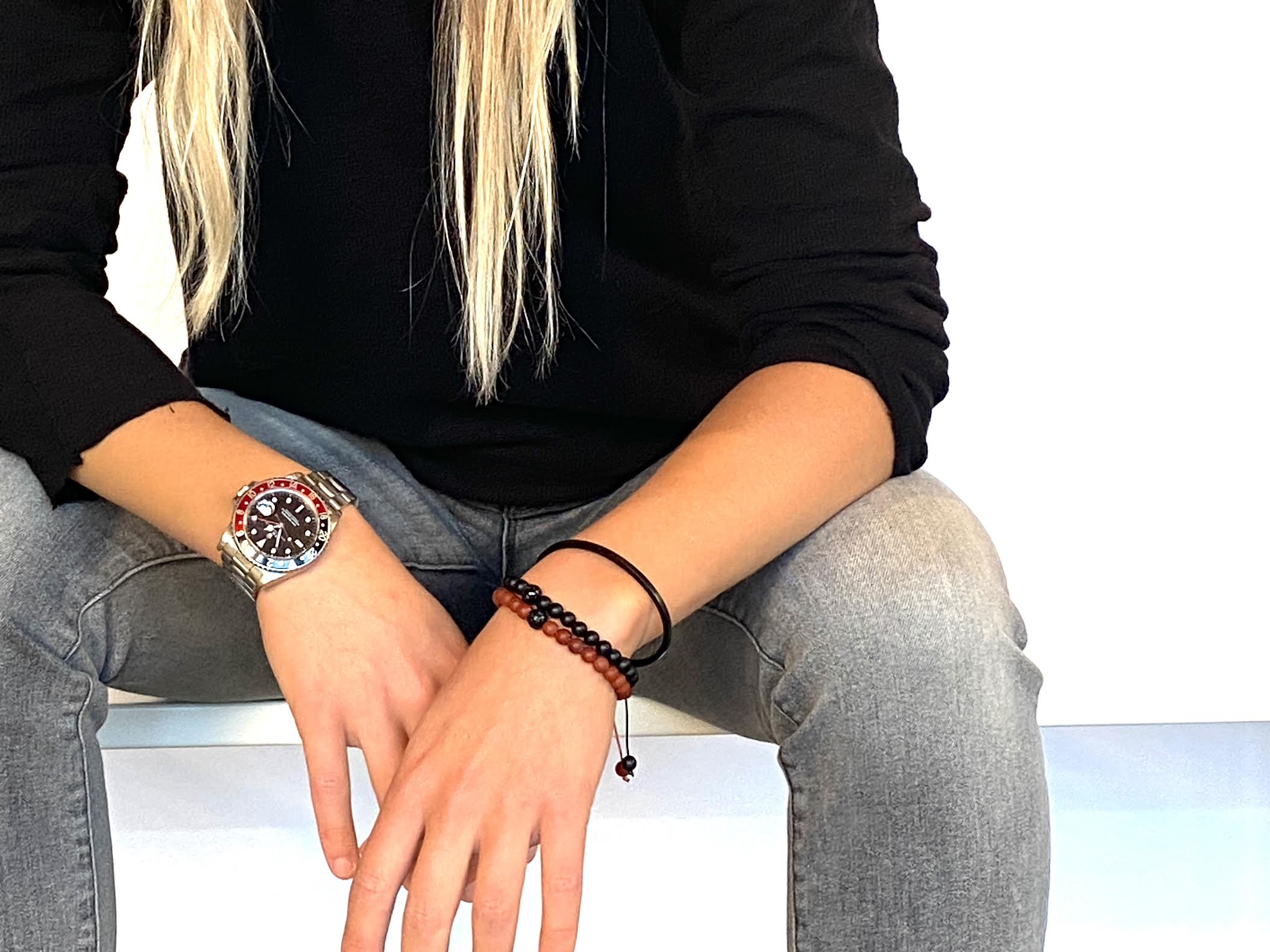 This popular matte onyx beaded bracelet is accented with a single carved black onyx dragon bead for a cool, confident look. Hand knotted adjustable cord for a perfect fit. Made by WristBend