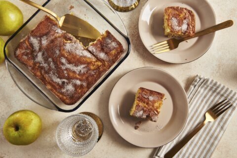 Apples, traditional at Rosh Hashana, shine in this cake