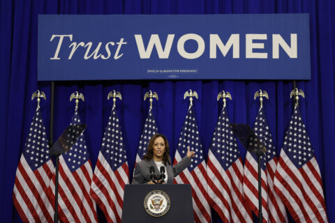 Vice president holds College Park abortion rights rally with all the trappings of a campaign event