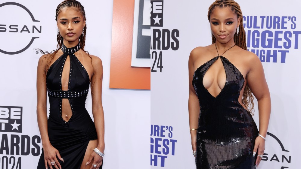 Tyla, left, and Chlöe Bailey attend the 2024 BET Awards at Peacock Theater on June 30, 2024 in Los Angeles.