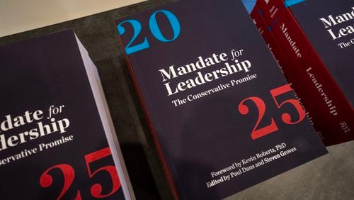 The Heritage Foundation put together Project 2025, which maps out a plan for Donald Trump's first 180 days in office for running the federal government if voters return him to the White House. The plan covers a range of issues, including reshaping the federal workforce, cutting Medicaid, weakening environmental regulation, reducing protections for the LGBTQ community and overhauling immigration policy. (Leigh Vogel/The New York Times)