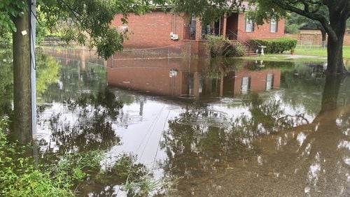 Tropical Storm Debby left behind a flooded yard in Savannah.