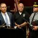 Kevin Rojek, left, FBI special agent in charge, Lt. Col. George Givens, center, Pennsylvania State Police, and Col. Christopher Paris, right, Pennsylvania State Police, answer questions at a news conference concerning the assassination attempt on former President Donald Trump, Saturday, July 13, 2024, in Butler, Pa. (AP Photo/Sue Ogrocki