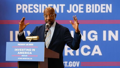 U.S. Raphael Warnock, D-Ga., remains supportive of President Joe Biden.