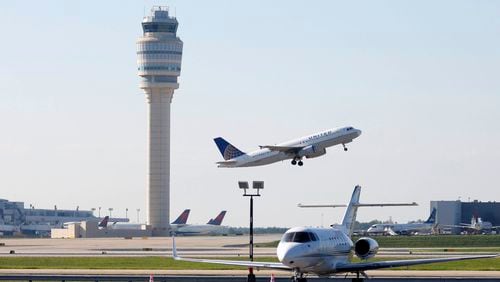 A United Airlines airplane is seen taking off from the Hartsfield-Jackson Atlanta International Airport. (Miguel Martinez /miguel.martinezjimenez@ajc.com)