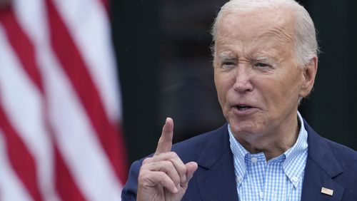 President Joe Biden speaks to active-duty military service members and their families at a Fourth of July celebration and barbecue on the South Lawn of the White House in Washington, D.C. (Susan Walsh/AP)