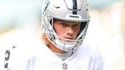 Las Vegas Raiders place kicker Daniel Carlson warms up on the sidelines during an NFL football game against the Seattle Seahawks, Sunday, Nov. 27, 2022, in Seattle.The Raiders won 40-34 in overtime. (AP Photo/Caean Couto)