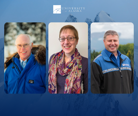 portraits of the three professors, smiling.