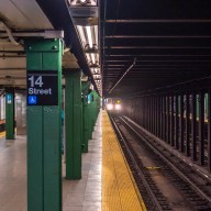 Waiting on platform of Union Square station