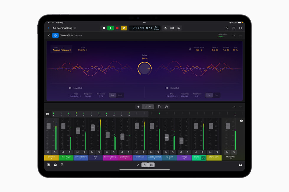 ChromaGlow in Logic Pro for iPad 2 displayed on iPad Pro.