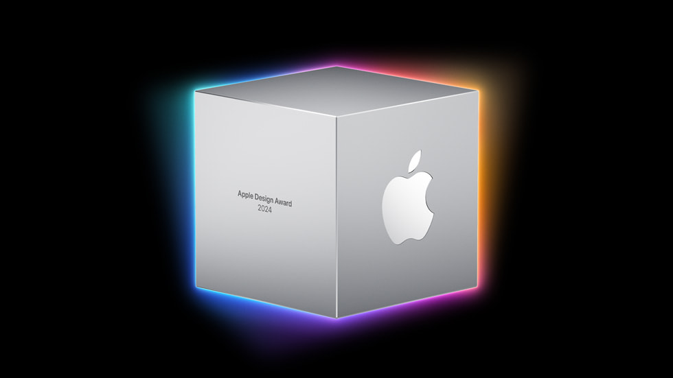 Cúp Apple Design Award dành cho những ứng dụng thắng giải năm 2024.  