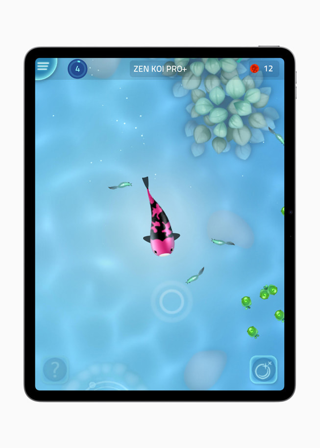 Eine Spielszene aus Zen Koi Pro+ von LandShark Games auf dem iPad Pro.