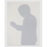 A painting of a man's silhouette on a white background.