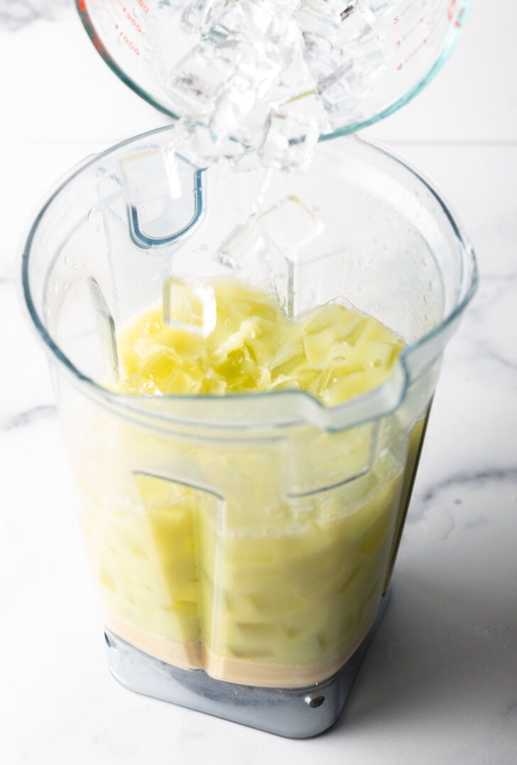 Limeade pulp in a blender jar.