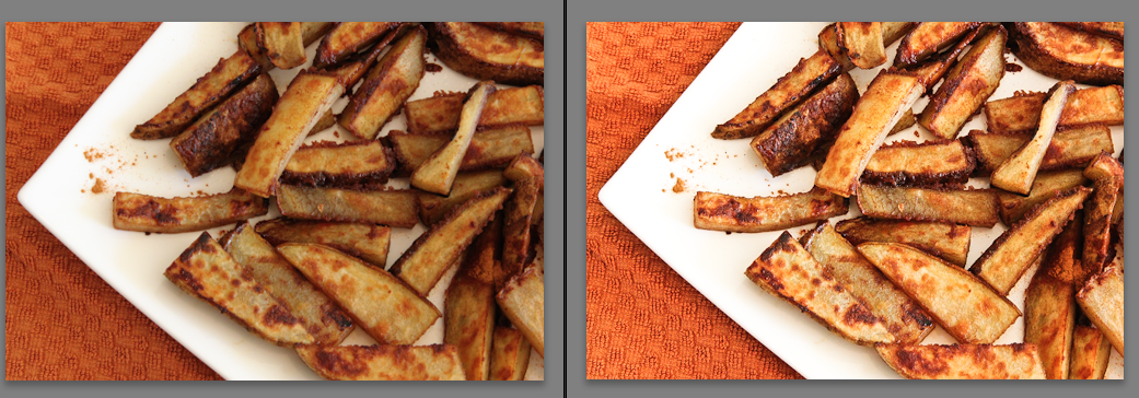 Before and after editing Potatoes 