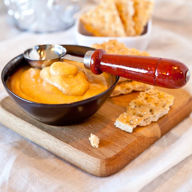 Caramel Pumpkin Whip Dip with scoop in it