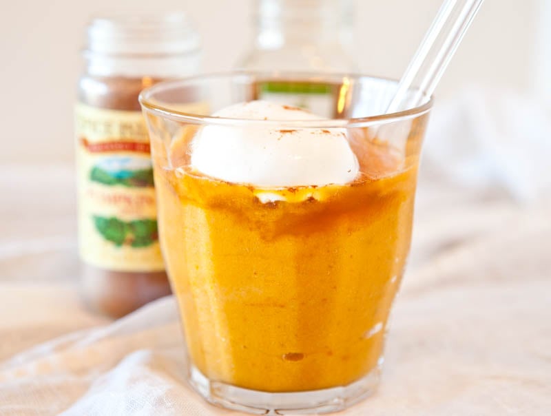 Caramel Maple Pumpkin Pie Smoothie in glass