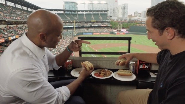 Over hot dogs at an Orioles game, Maryland’s governor talked politics with docuseries creator and host Alexander Heffner.