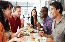 Young friends at lunch