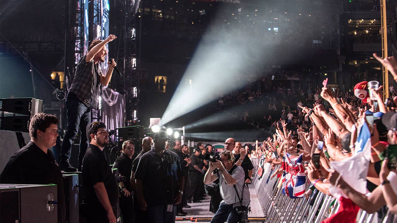 Concert with crowd cheering