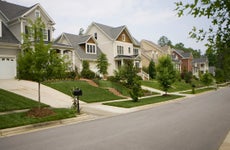 A row of houses in a suburb.