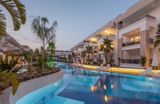 Luxury hotel pool at evening