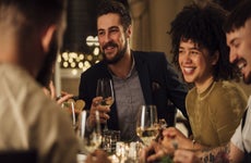 couple having dinner at restaurant