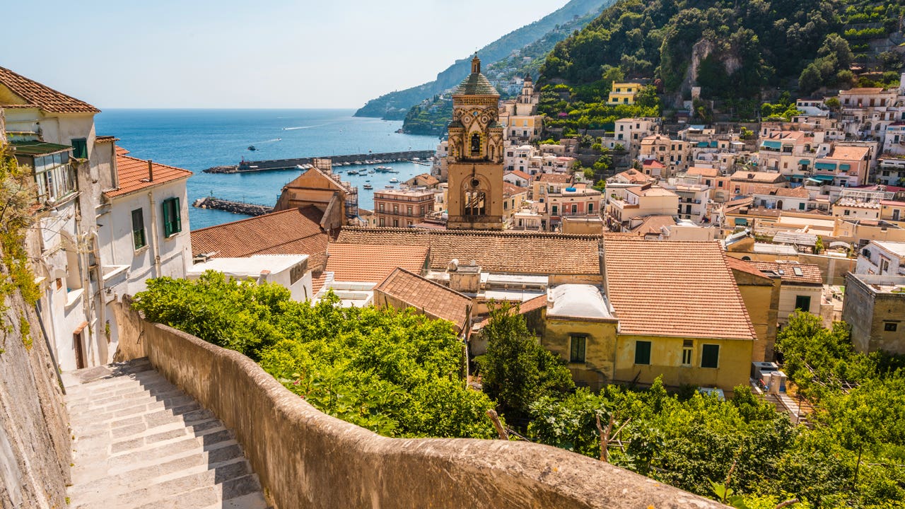 scenic view of a coastal town