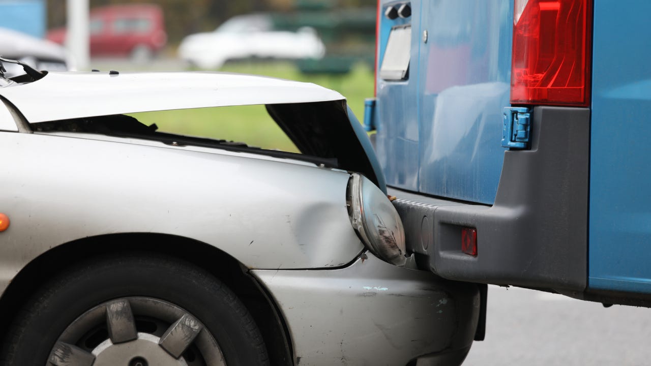 Damaged automobile on road