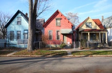 Colorful Houses in a neighborhood on the east side of Detroit