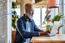 man working on a laptop