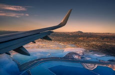 wing of an airplane view from the window