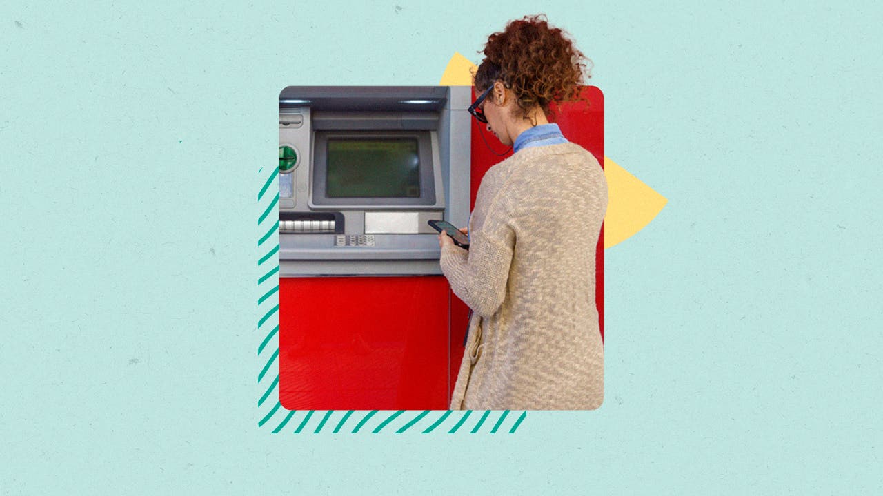 Woman using an ATM