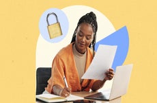 Woman doing financial paperwork