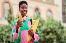 College student on phone