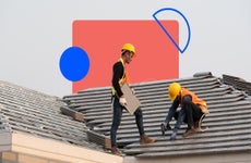 Illustration of construction workers on a roof