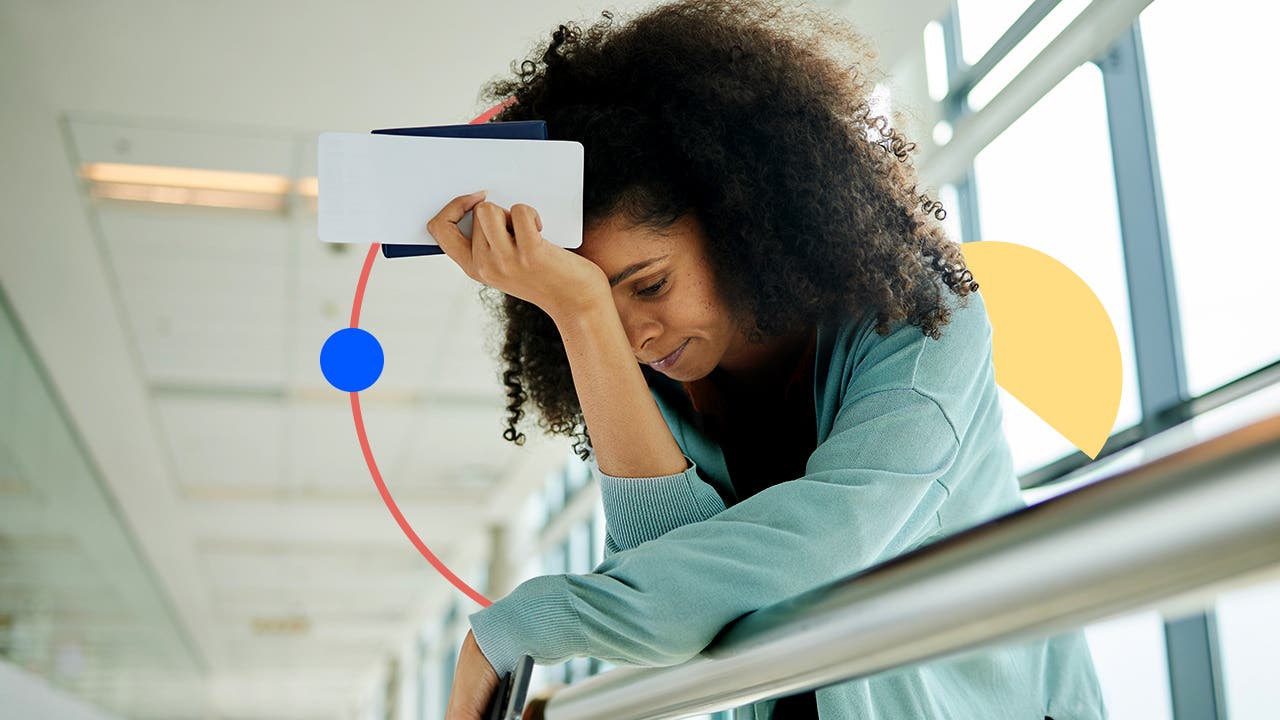 Woman leaning over and looking distraught