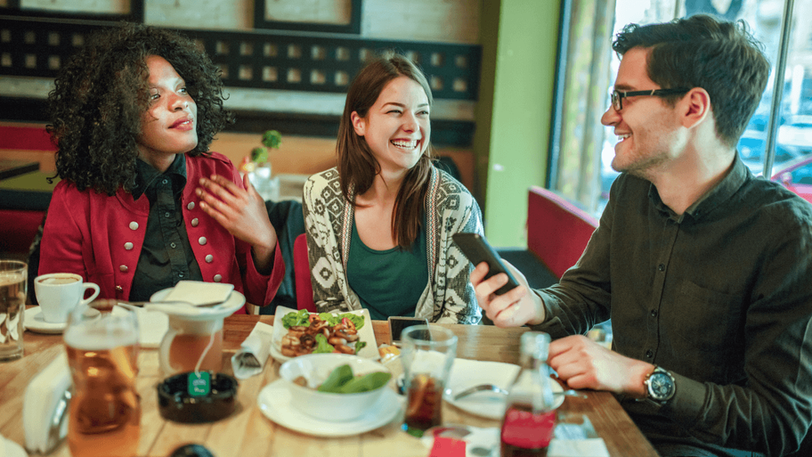 People at a restaurant talking