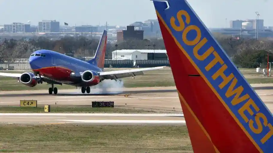 Southwest airplane ready for takeoff