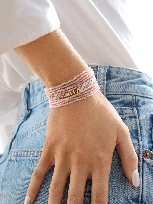 Izzy Semi-Precious Bracelet Set - Rose Quartz