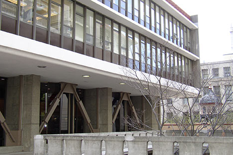 Large building with continuous windows on two floors