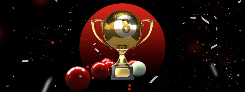 snooker trophy and snooker balls