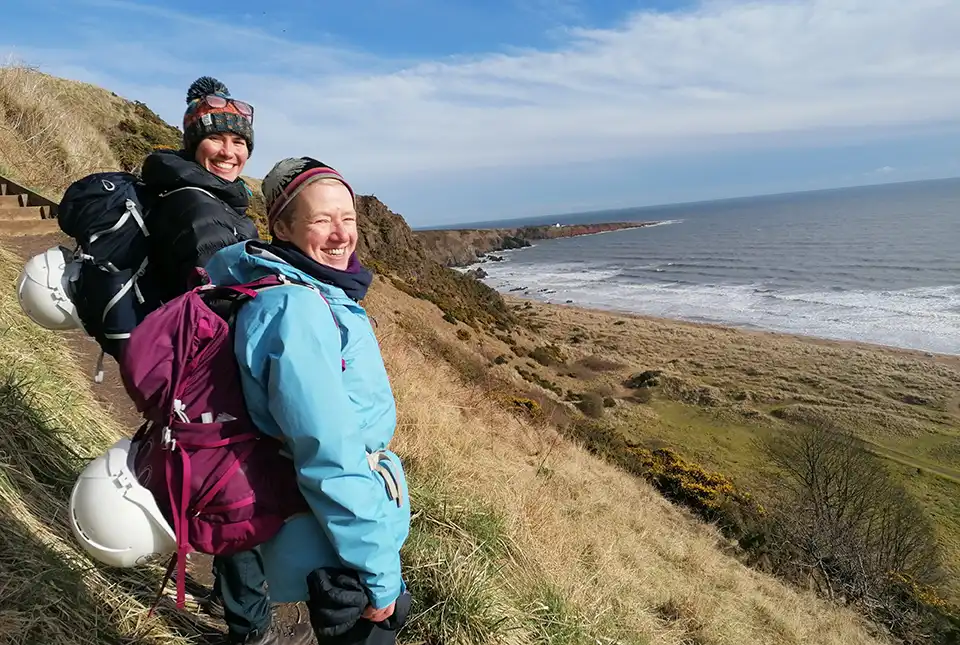 Geologists at St Cyrus Beach. BGS © UKRI.