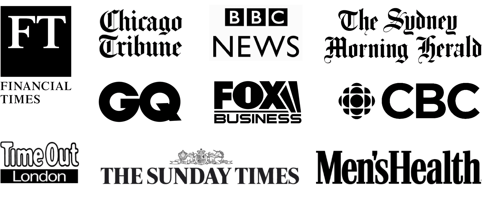 A set of logos where Big Drop has been featured in the press and on TV