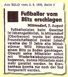 "Fußballer vom Blitz erschlagen"