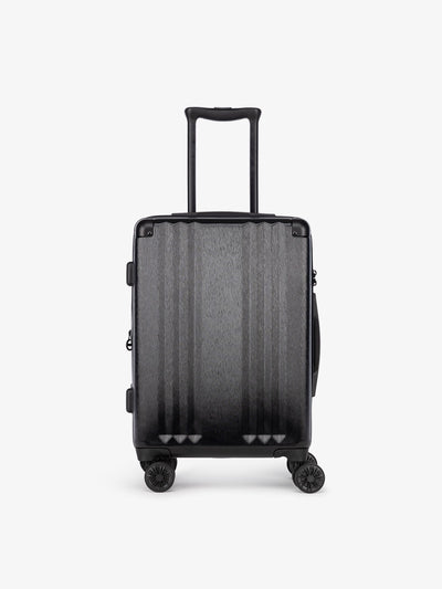 Studio product shot of front-facing CALPAK Ambeur black 22-inch rolling spinner carry-on luggage with TSA lock; LAM1020-BLACK view 1