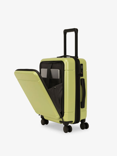 CALPAK Hue carry-on hard shell luggage with front pocket in green key lime; LHU1020-KEY-LIME view 1