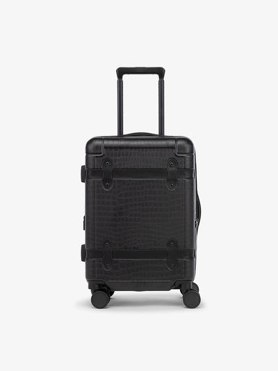 CALPAK TRNK carry on 20 inch luggage in a vintage trunk style in black;  LTK1020-BLACK-CROC view 1