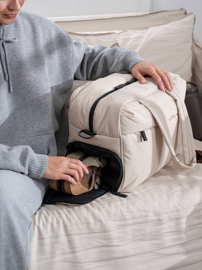 CALPAK duffel bag in cream; DSM1901-OATMEAL view 2